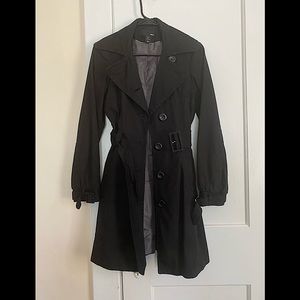 Black trench coat with belt